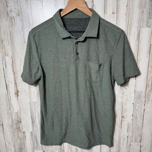 Vuori Olive Green Short Sleeve Ace Polo Shirt Stretch Mens Small Golf Active